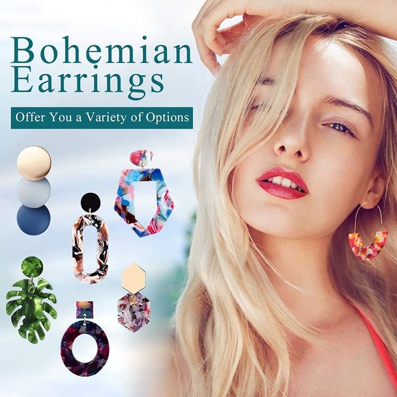 New 25 Pairs Acrylic Resin Statement Earrings Set for Women Girls - Picture 16 of 16